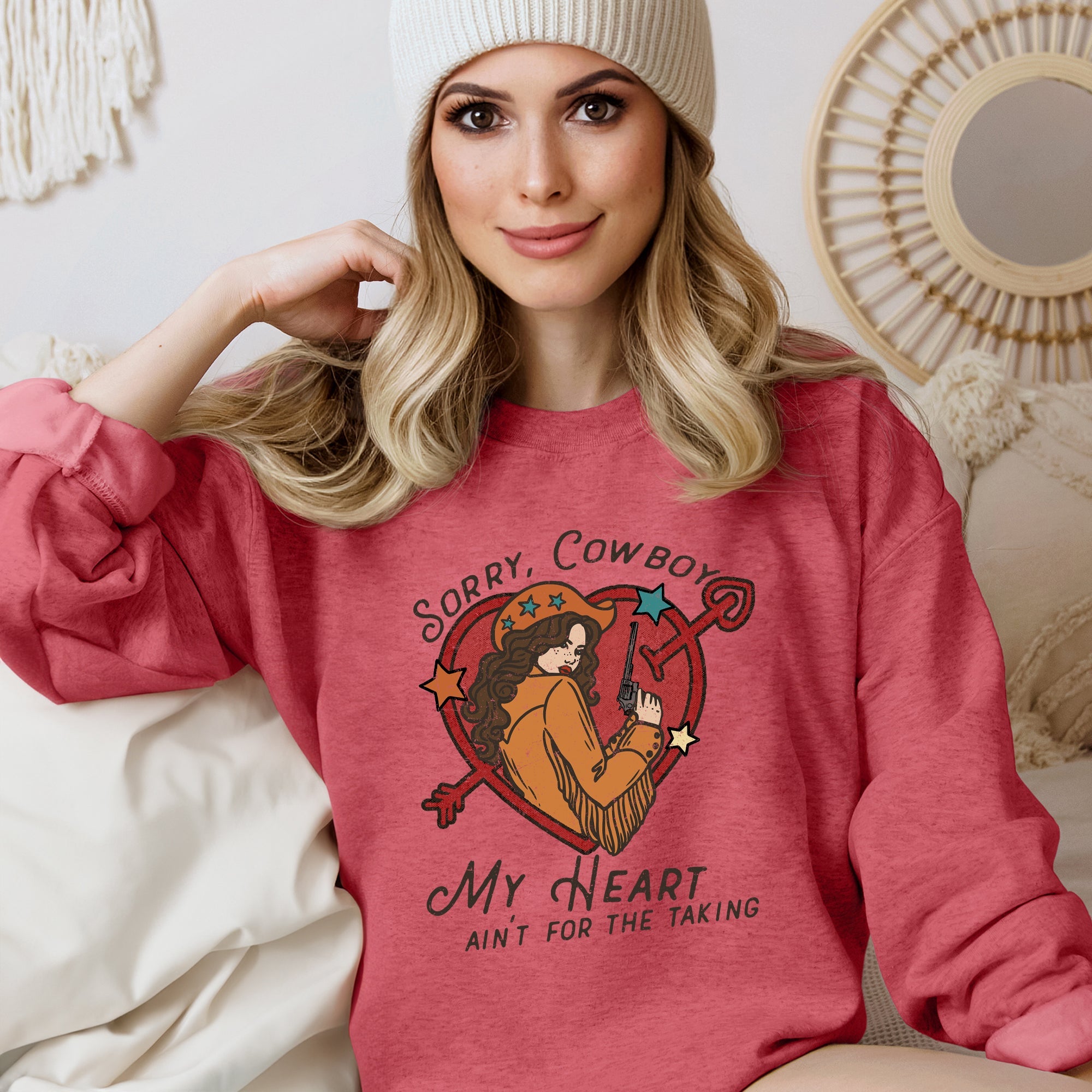 Sorry Cowboy My Heart Ain't For The Taking Graphic Cozy Western Inspired Sweatshirt