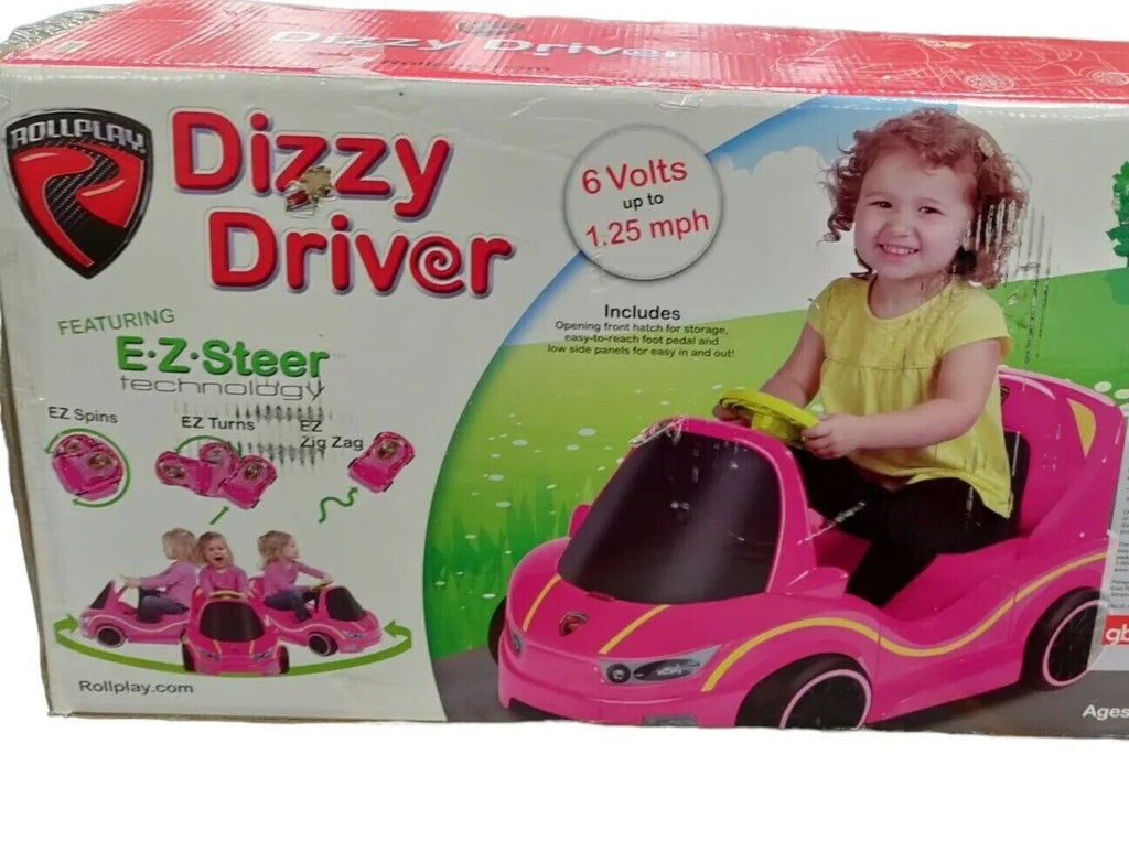 Sparkle and Drive: Dizzy Driver 6-Volt Ride-On Car with Storage in Pink for 18 Months+