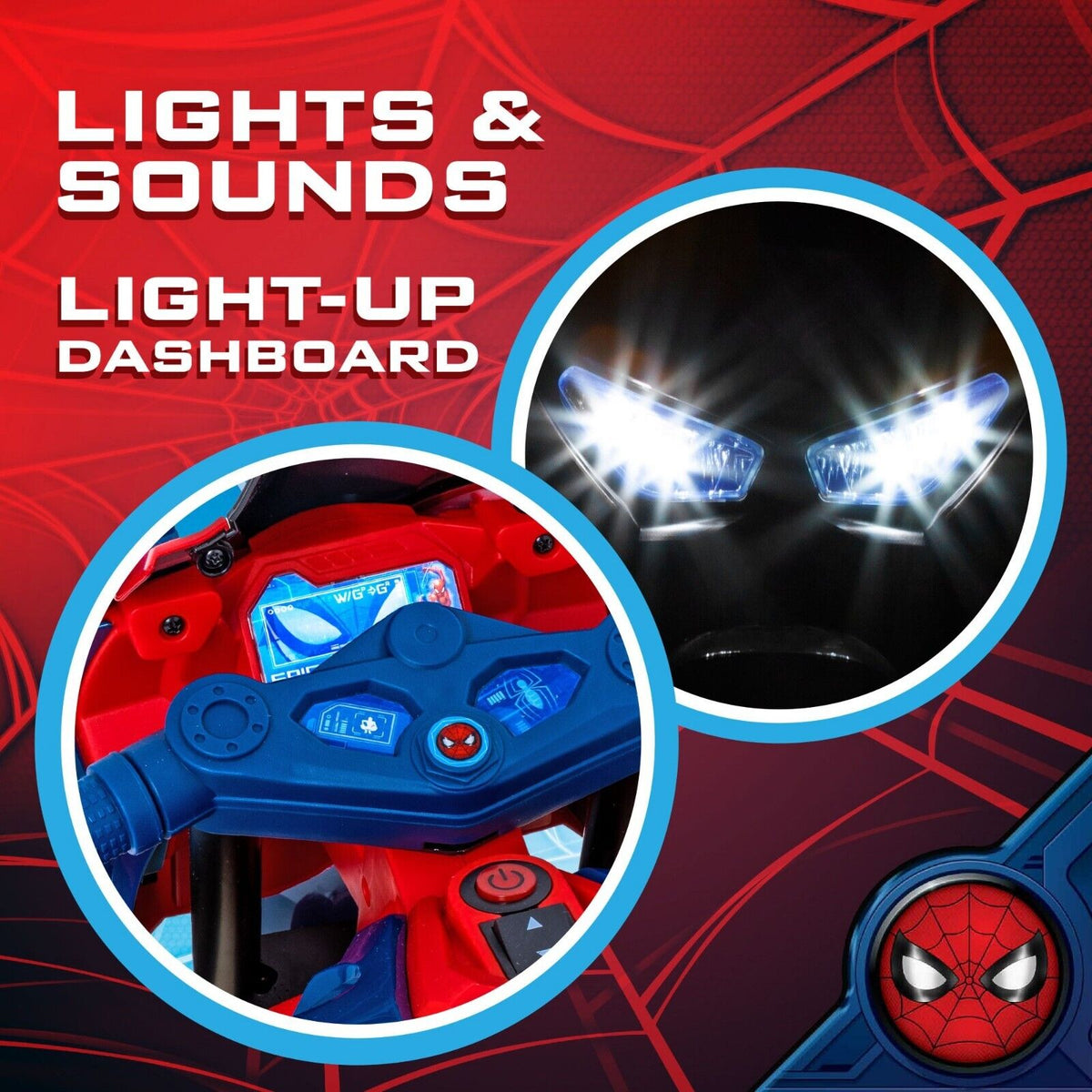 Spiderman 6V Motorcycle Ride On for Kids, Ages 3+, with Rechargeable Battery - Supports up to 65lbs