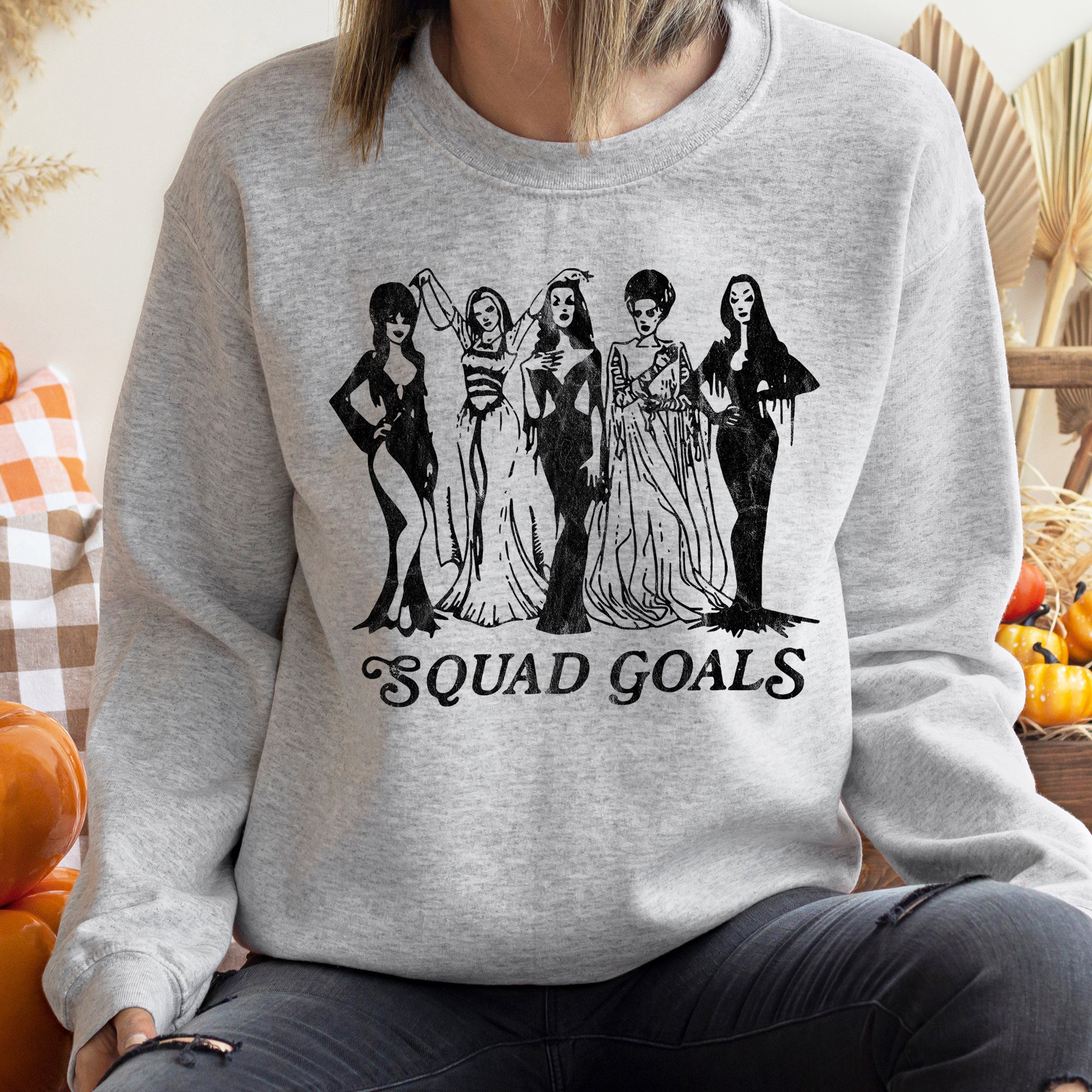 Squad Goals Vintage Halloween Cozy Cotton-Blend Fleece Premium Edition Sweatshirt