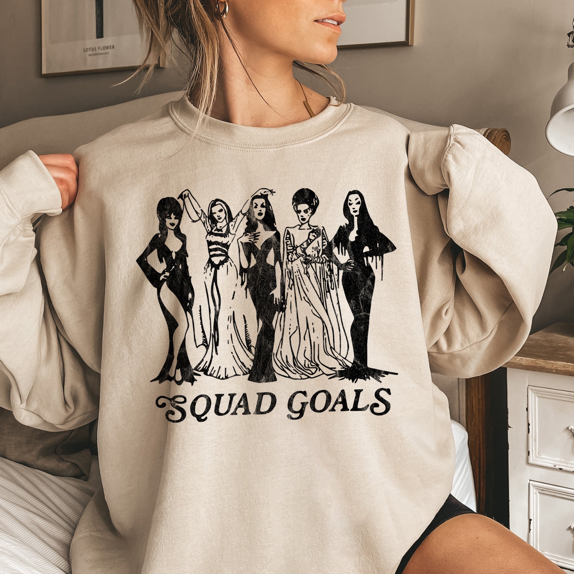 Squad Goals Vintage Halloween Cozy Cotton-Blend Fleece Premium Edition Sweatshirt