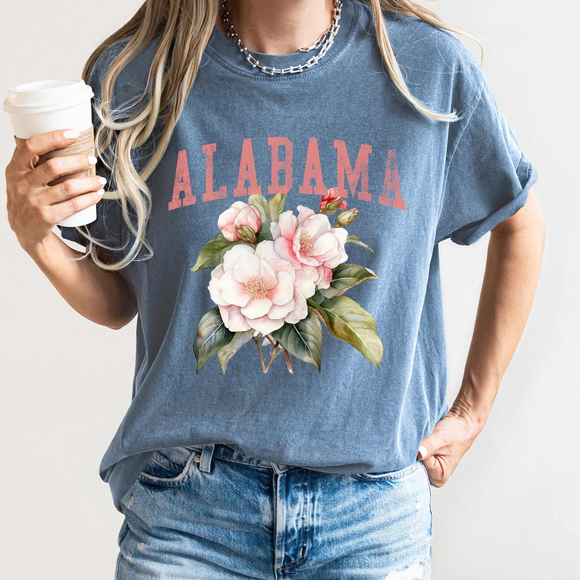 Alabama State Flower Elegant Garden Emblem Inspired Botanical Motif Comfort Colors Tee
