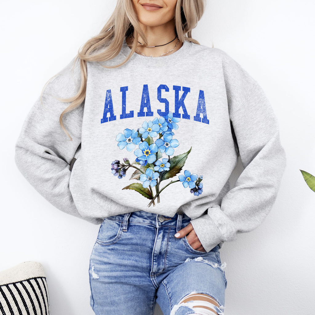 Alaska State Flower Botanical Floral Motif Nature Inspired Artwork Print Sweatshirt
