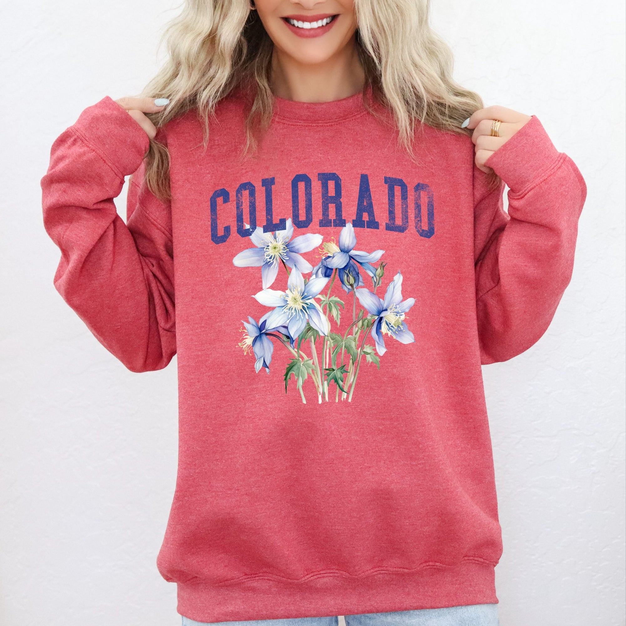 Colorado State Flower Emblem Artwork Celebrating Colorado State Identity And Natural Beauty Sweatshirt