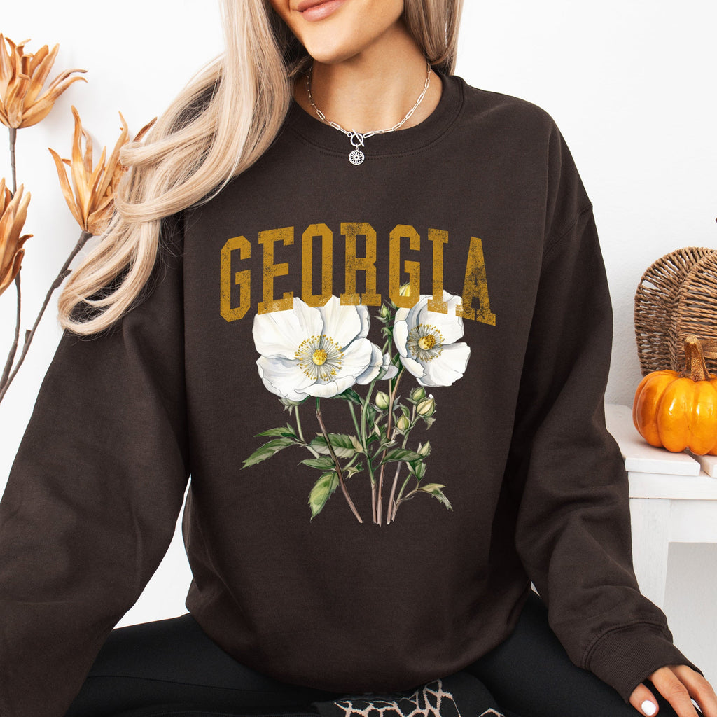 Georgia State Flower Emblem and Heritage Classic Botanical Illustration Sweatshirt