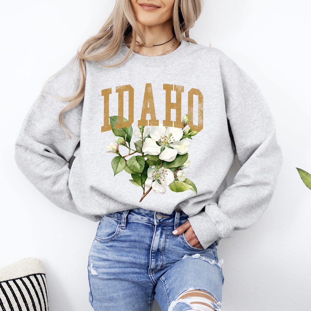 Idaho State Flower Botanical Emblem Artwork Celebrating Northwest Beauty And Home State Pride Sweatshirt