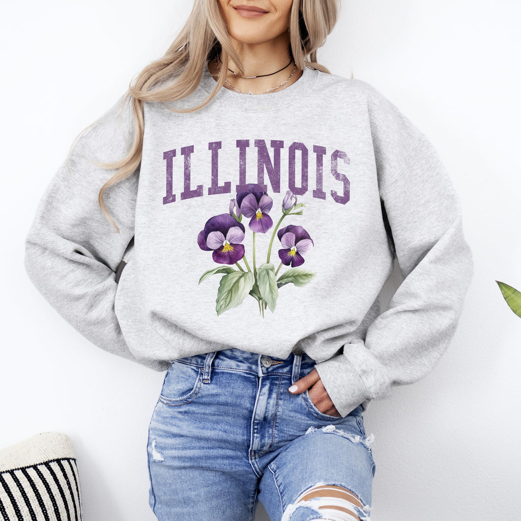 Illinois State Flower Vintage Illustration Emblem Graphic Charm Collection Sweatshirt