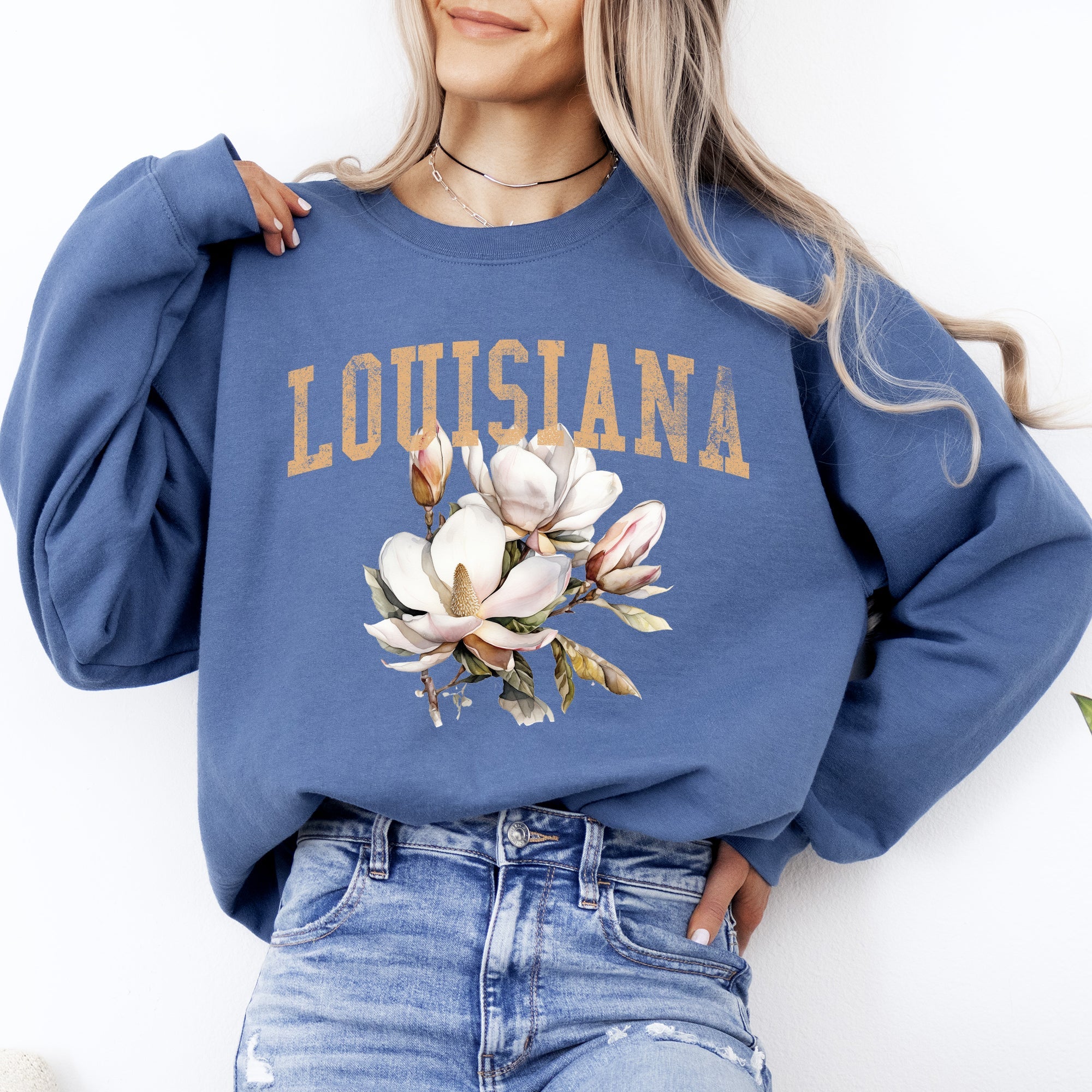 Louisiana State Flower Iconic State Emblem Official Heritage Design Graphic Sweatshirt
