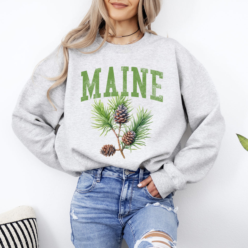 Maine State Flower Pine Cone And Tassel Heritage Edition Premium Graphic Sweatshirt