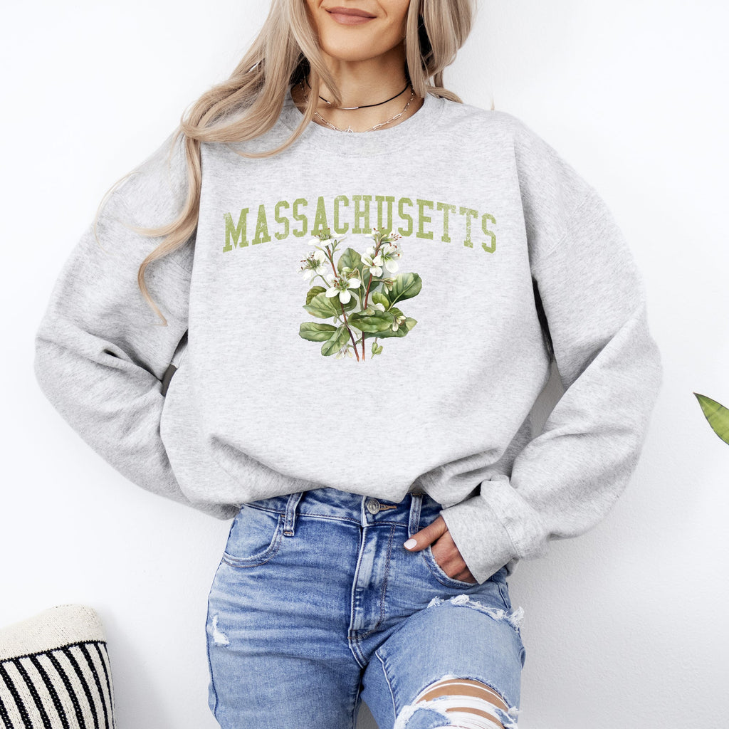 Massachusetts State Flower Emblem Celebrating Bay State Heritage Artwork Sweatshirt