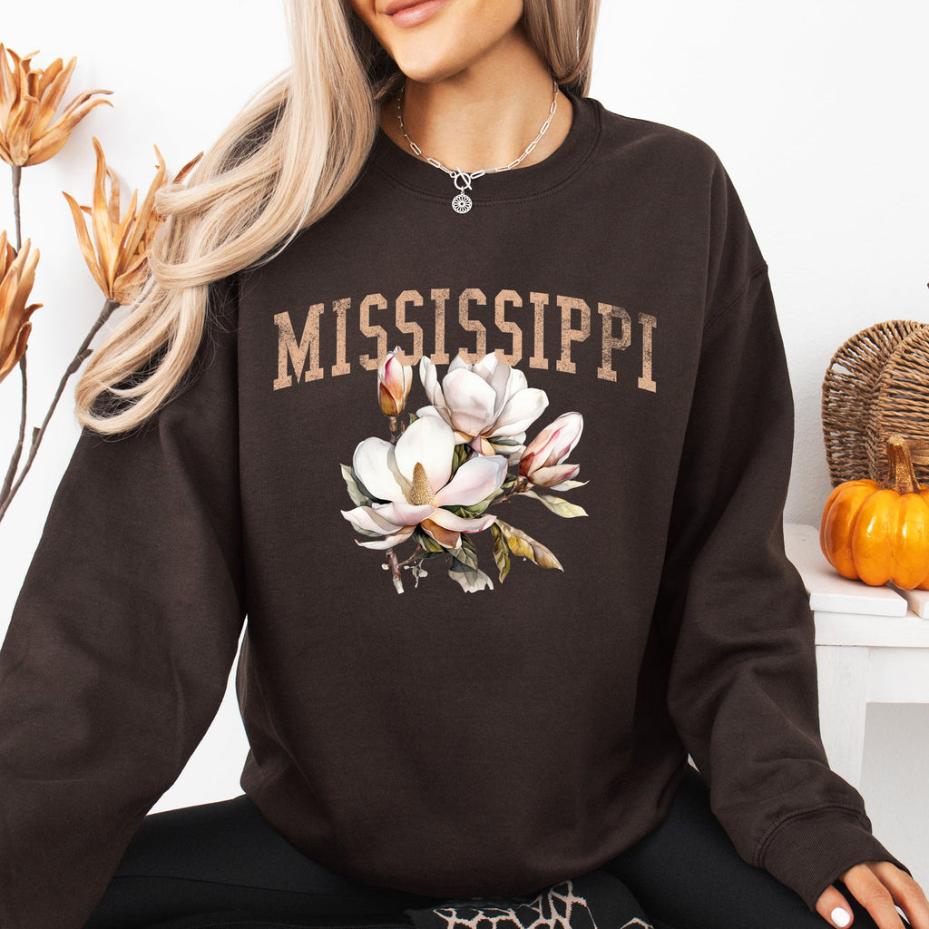 Mississippi State Flower Vintage Script Garden State Pride Heritage Collection Graphic Sweatshirt