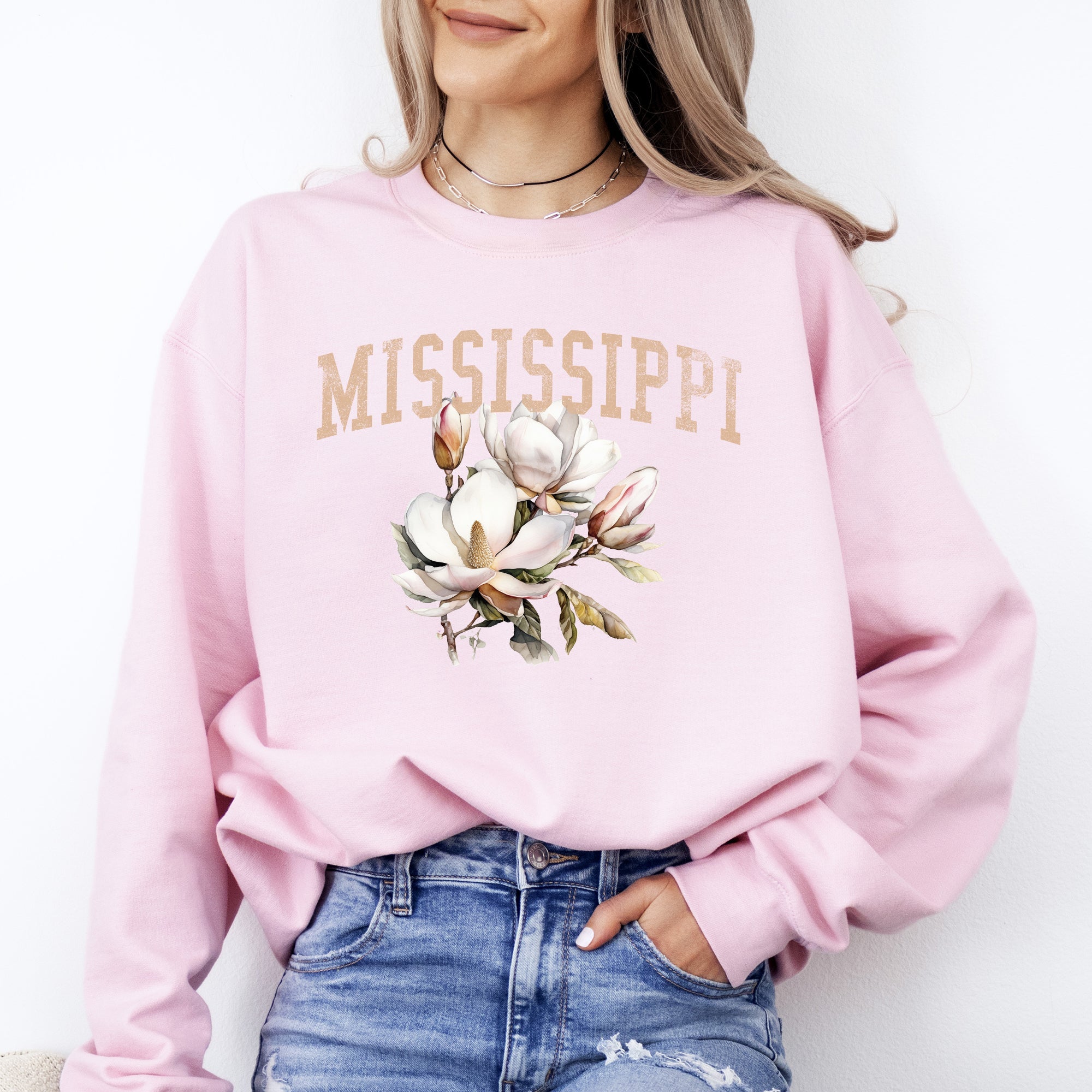 Mississippi State Flower Vintage Script Garden State Pride Heritage Collection Graphic Sweatshirt