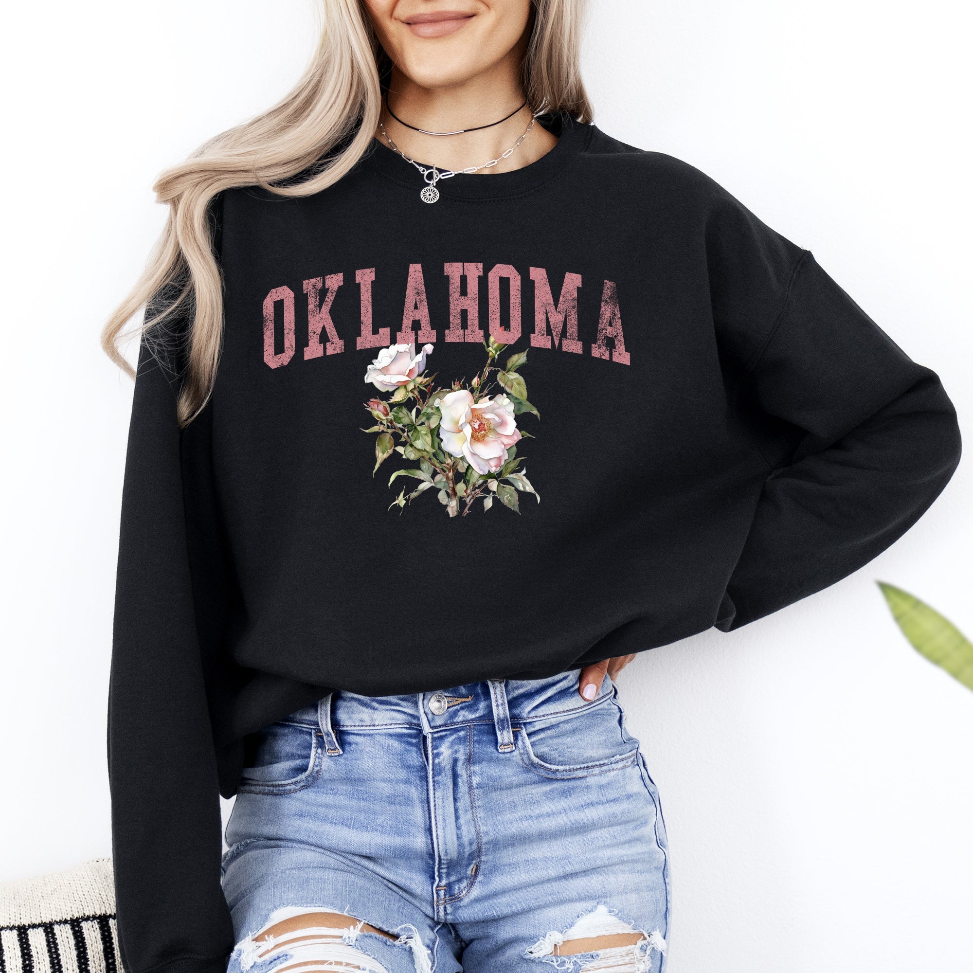 Oklahoma State Flower Bold State Pride Graphic Artwork In Premium Comfort Sweatshirt