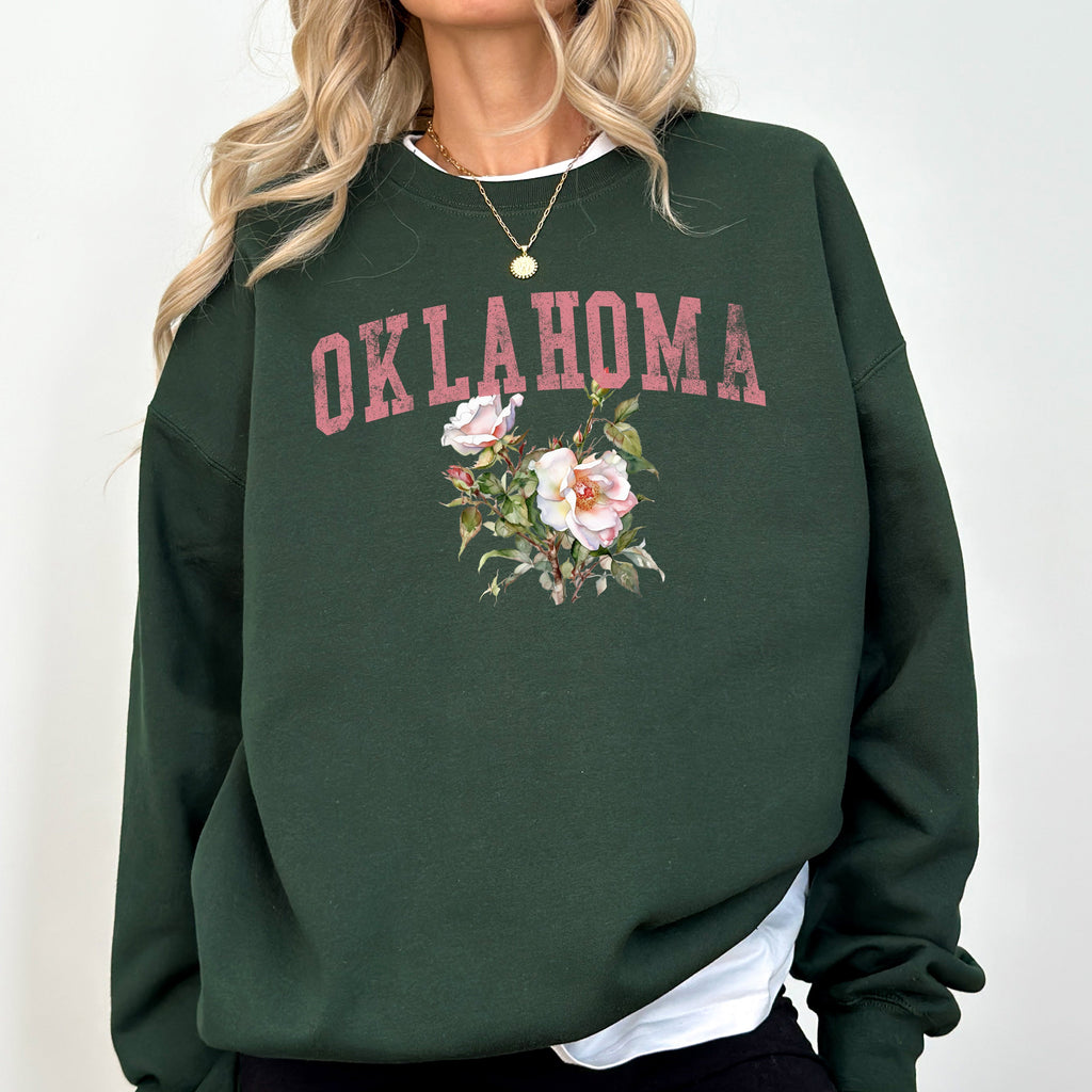 Oklahoma State Flower Bold State Pride Graphic Artwork In Premium Comfort Sweatshirt