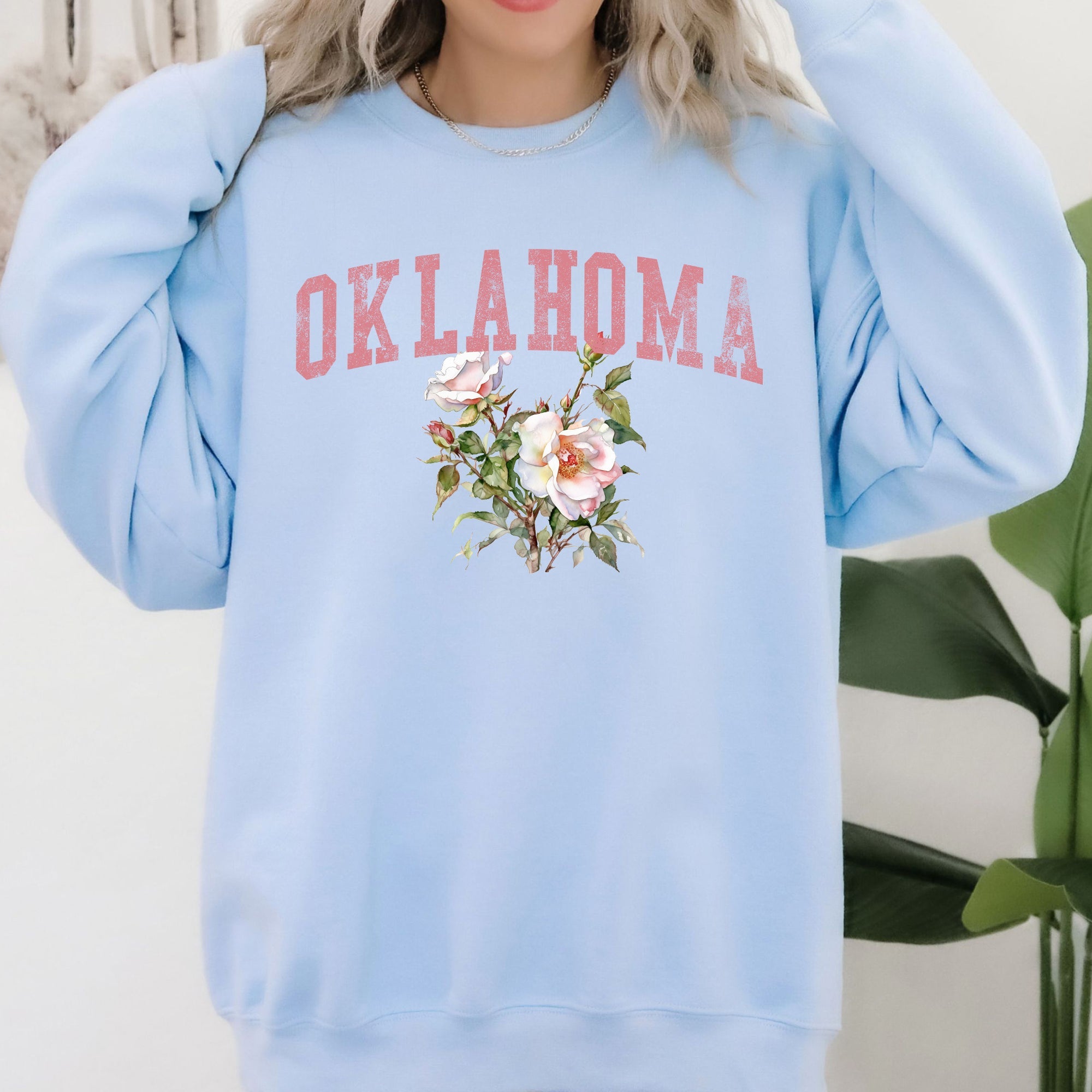 Oklahoma State Flower Bold State Pride Graphic Artwork In Premium Comfort Sweatshirt