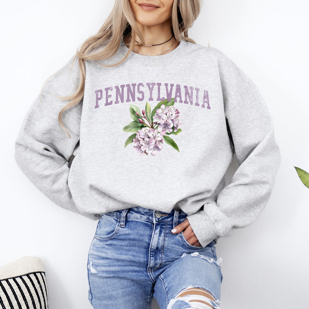 Pennsylvania State Flower Emblem Graphic Soft Fleece Warm Everyday Cozy Sweatshirt