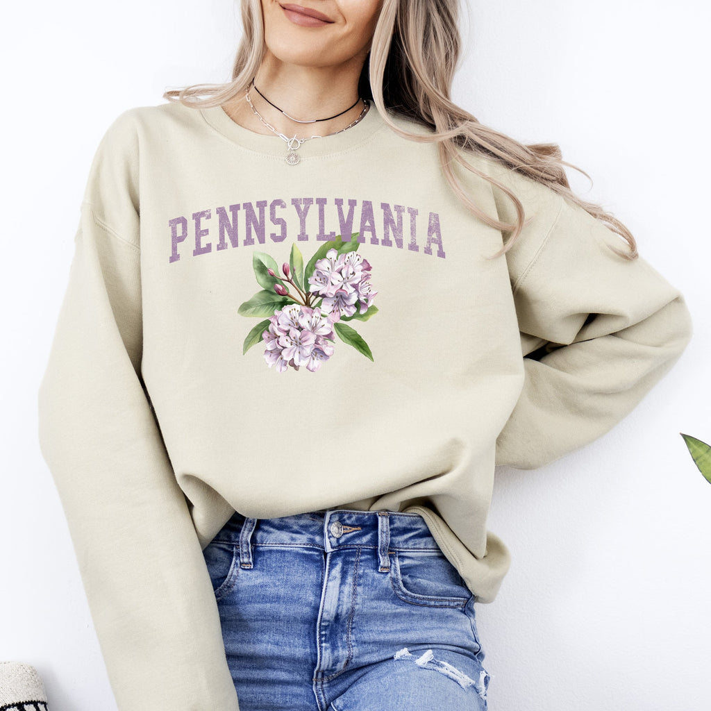Pennsylvania State Flower Emblem Graphic Soft Fleece Warm Everyday Cozy Sweatshirt
