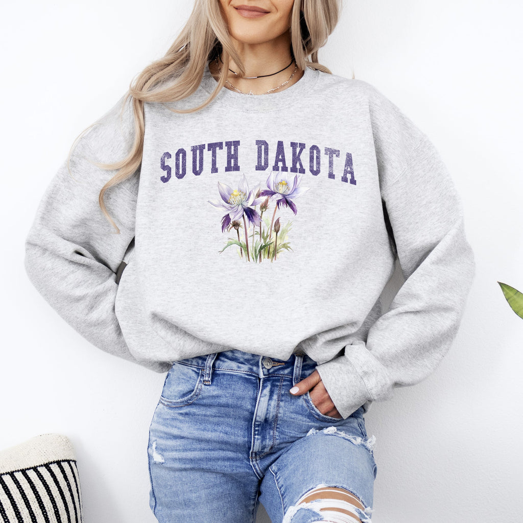 South Dakota State Flower Botanical Illustration Vintage Script Edition Sweatshirt