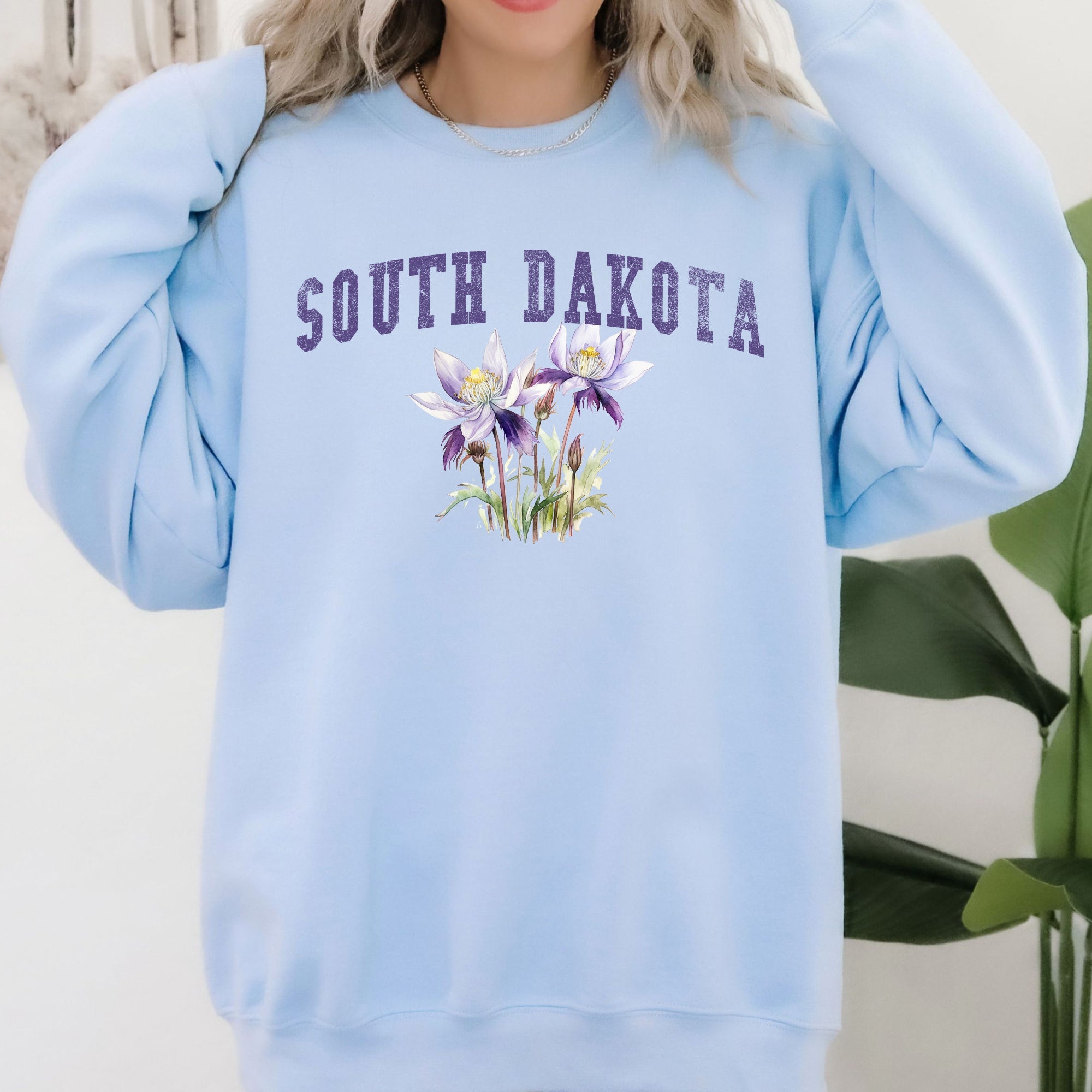 South Dakota State Flower Botanical Illustration Vintage Script Edition Sweatshirt