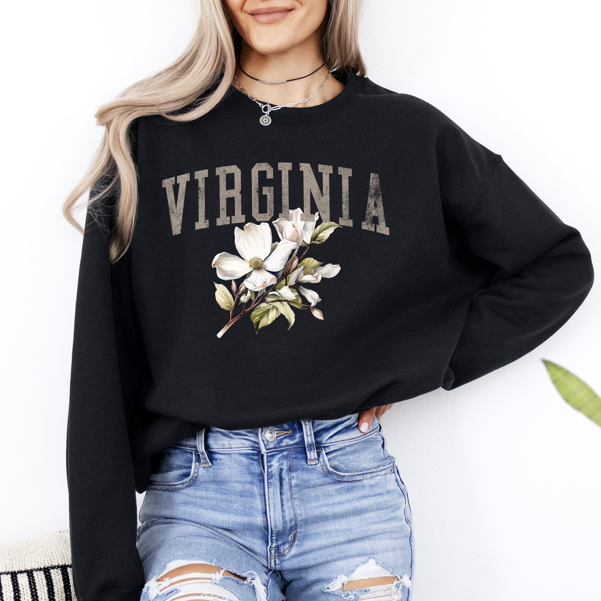 Virginia State Flower Botanical Graphic Pride Nature Emblem Southern State Pride Sweatshirt