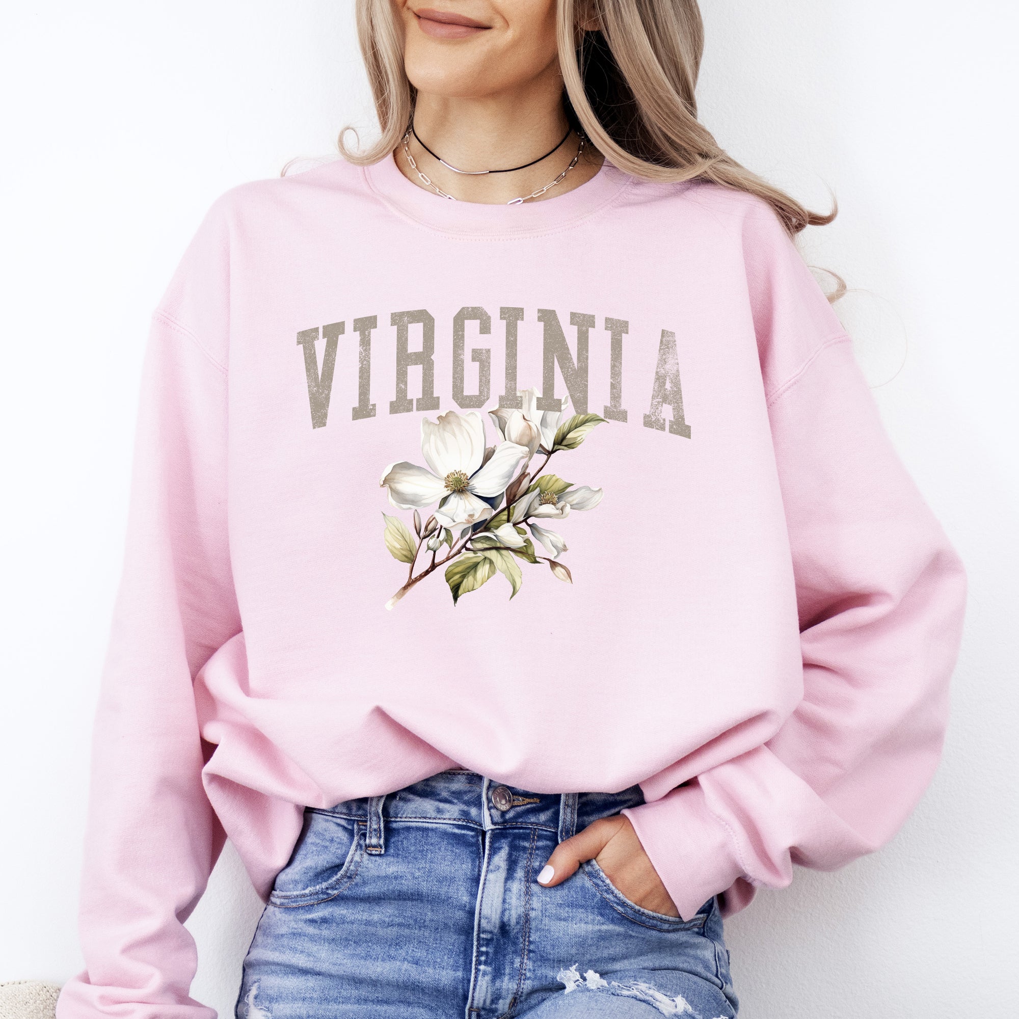 Virginia State Flower Botanical Graphic Pride Nature Emblem Southern State Pride Sweatshirt