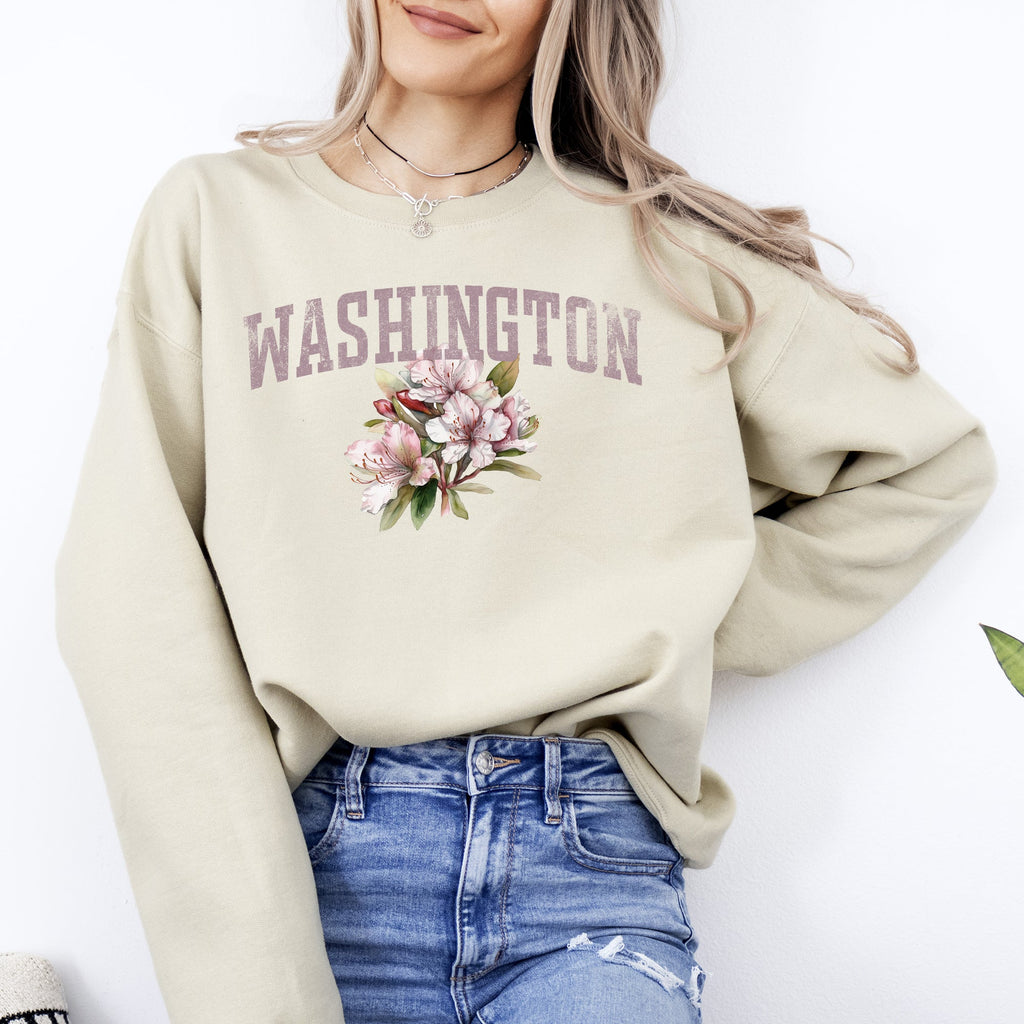 Washington State Flower Pacific Northwest Floral Illustration Edition Graphic Sweatshirt