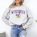 Wisconsin Wood Violet State Flower Illustration Featuring Botanical Detail Wisconsin Pride Sweatshirt