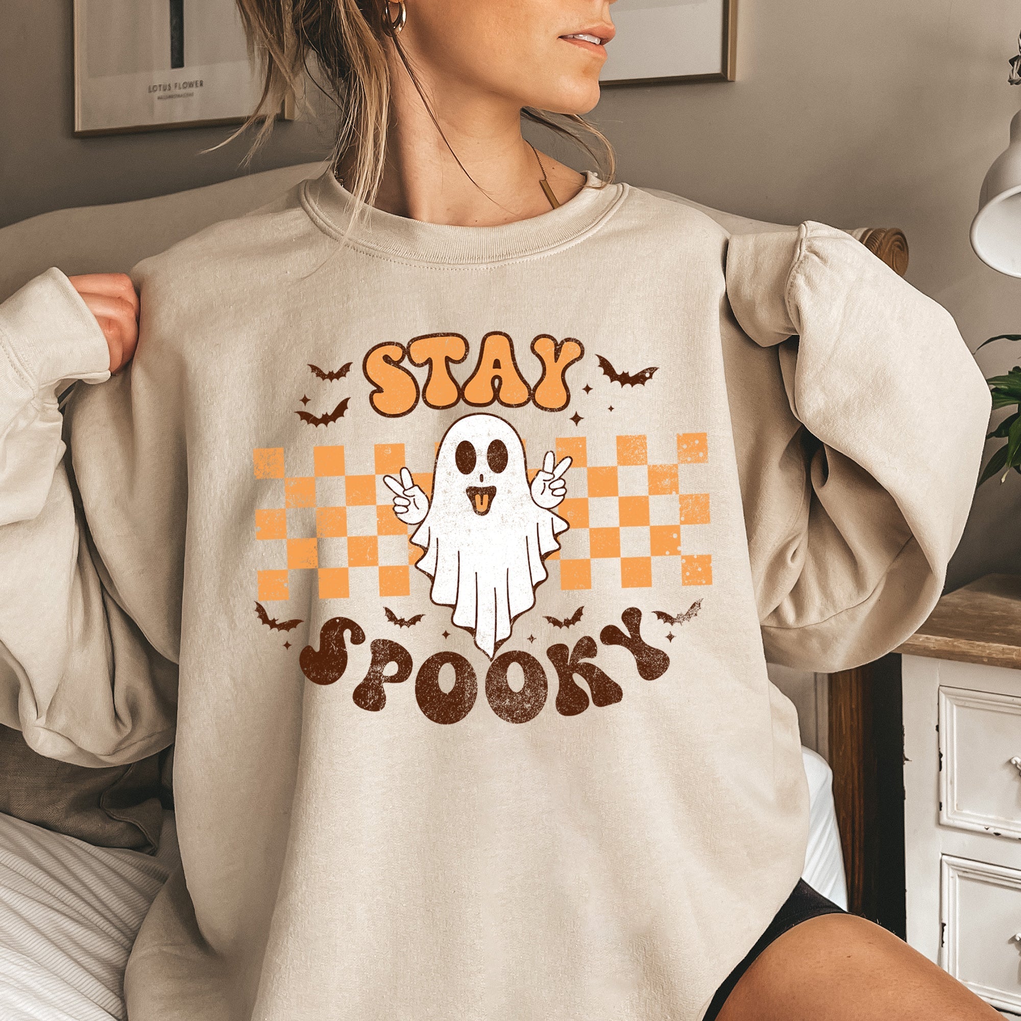 Stay Spooky Vintage Halloween Retro Graphic Nightwear Collection Deluxe Edition Sweatshirt