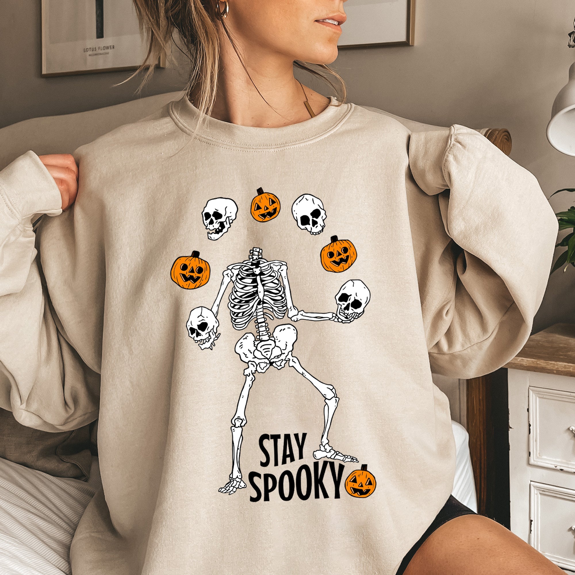 Spooky Skeleton Juggling Halloween Themed Night Of Tricks And Treats Premium Sweatshirt