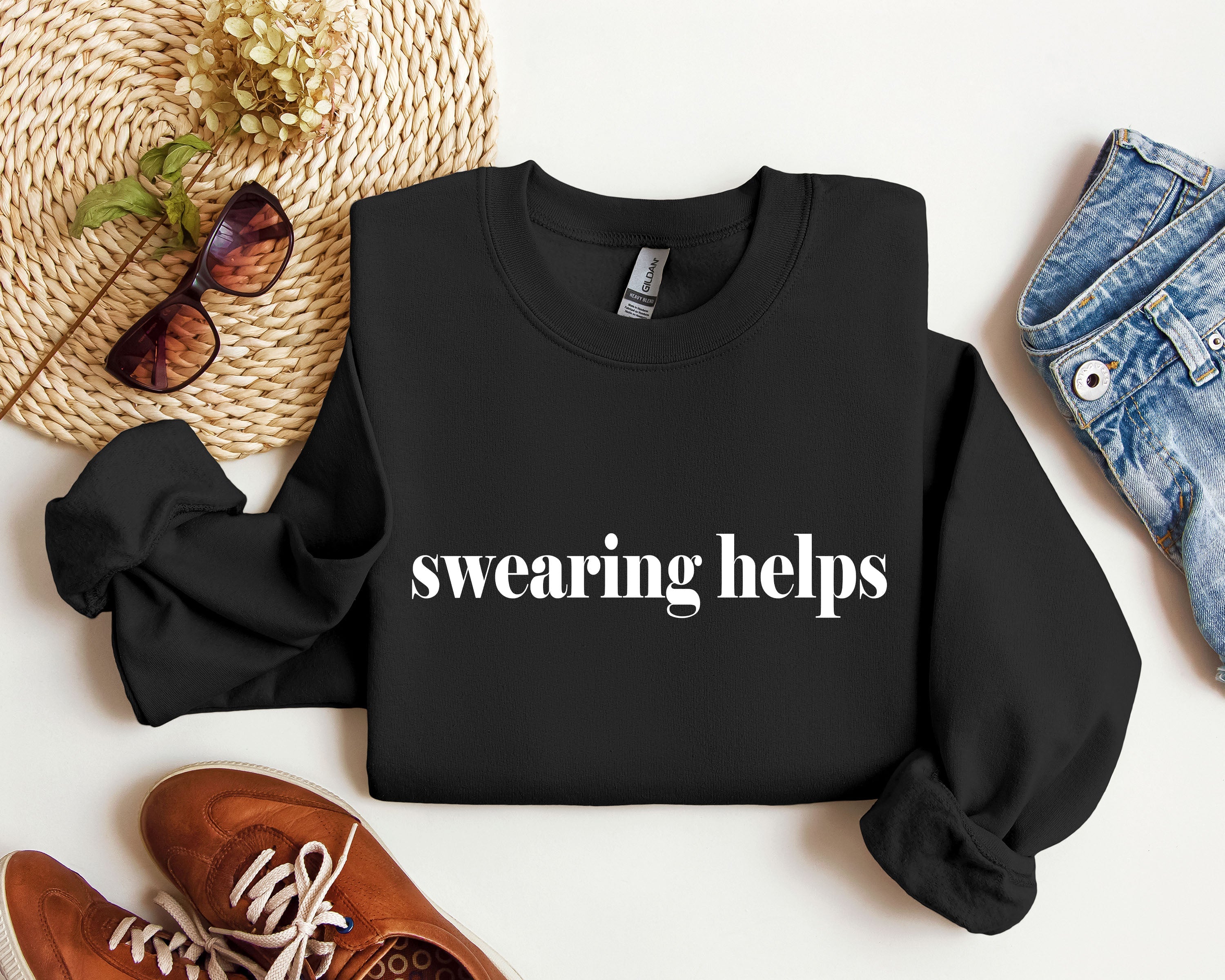 Swearing Helps Sarcastic College Saying About Finals And Exams Humor Everyday Sweatshirt