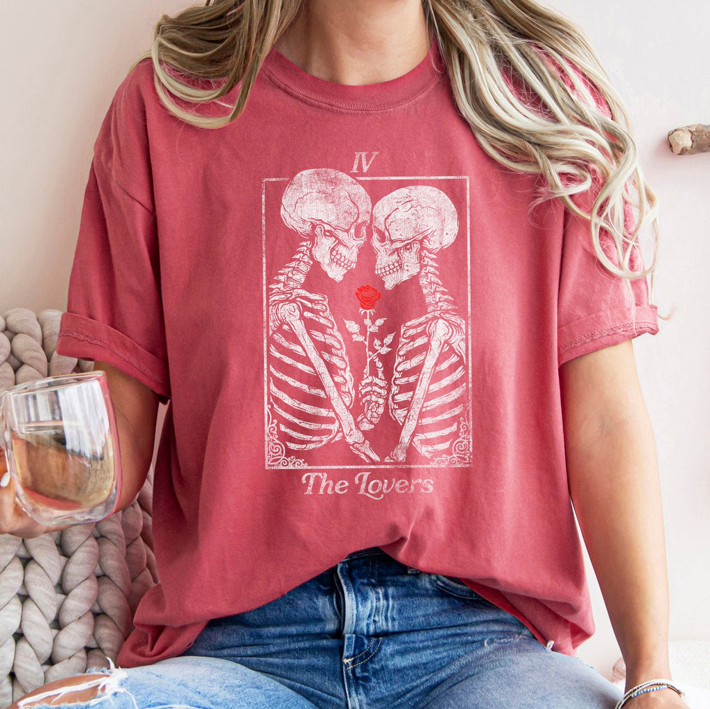 The Lovers Tarot Skeletons Mystical Magic Valentine's Day Edition Comfort Colors Tee