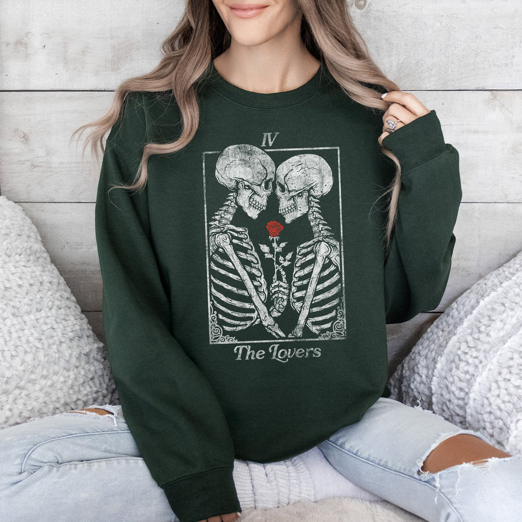 The Lovers Tarot, Skeletons, Mystical, Magic, Valentine's Day Graphic Sweatshirt