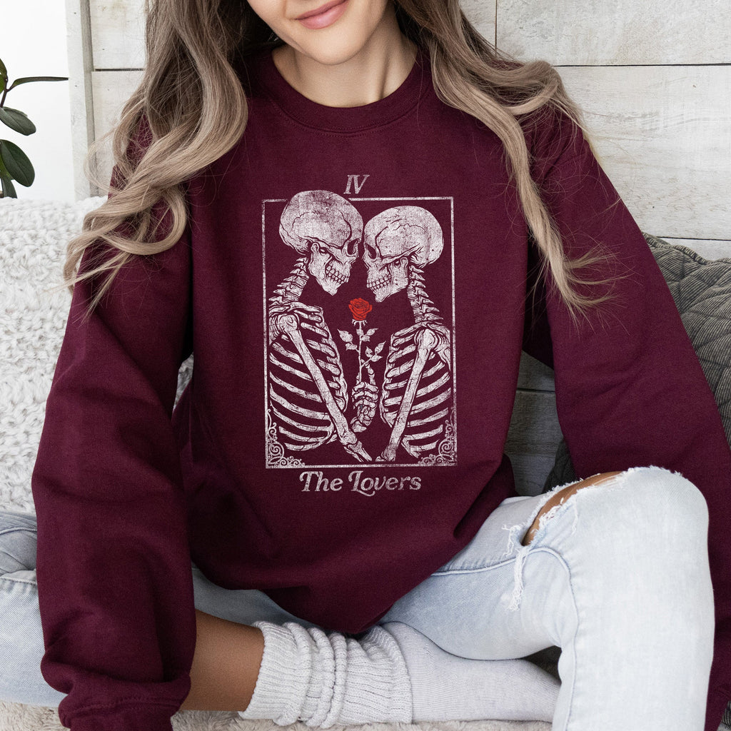 The Lovers Tarot, Skeletons, Mystical, Magic, Valentine's Day Graphic Sweatshirt