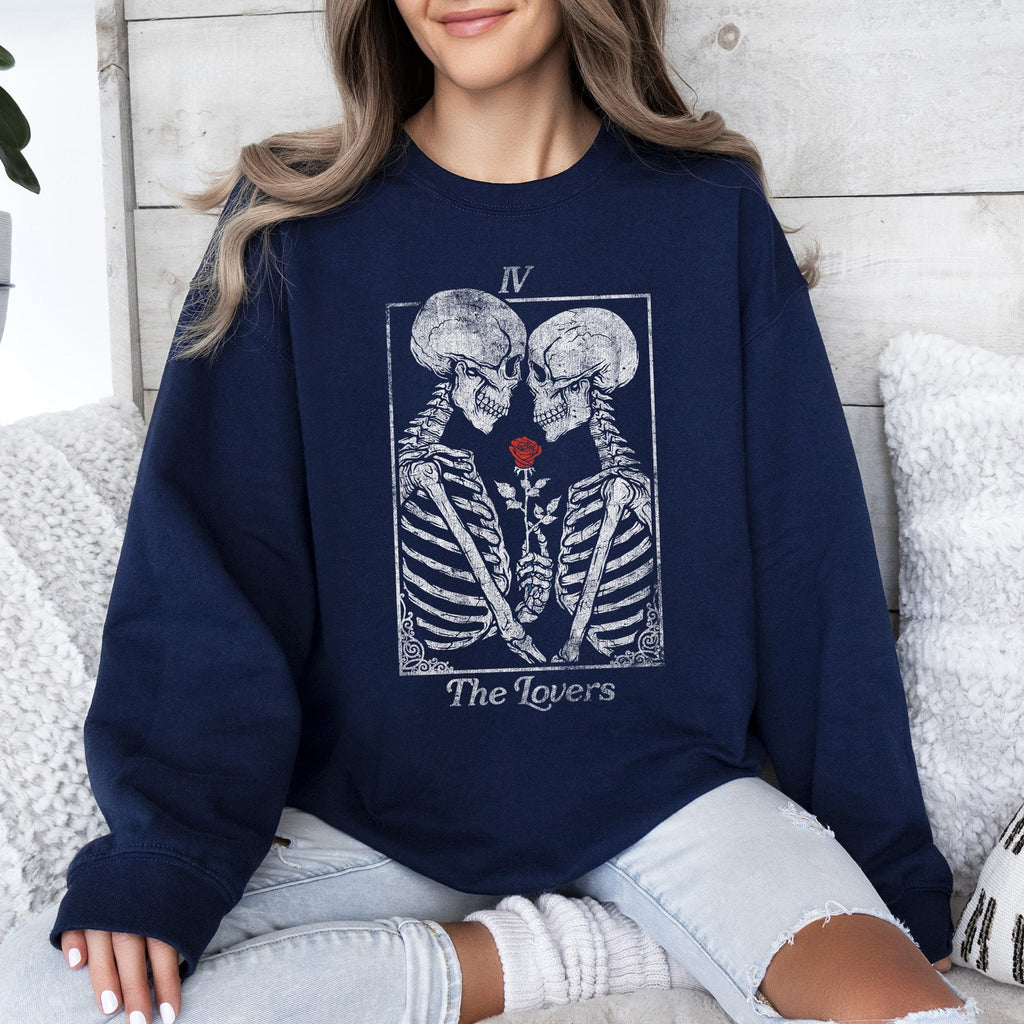 The Lovers Tarot, Skeletons, Mystical, Magic, Valentine's Day Graphic Sweatshirt