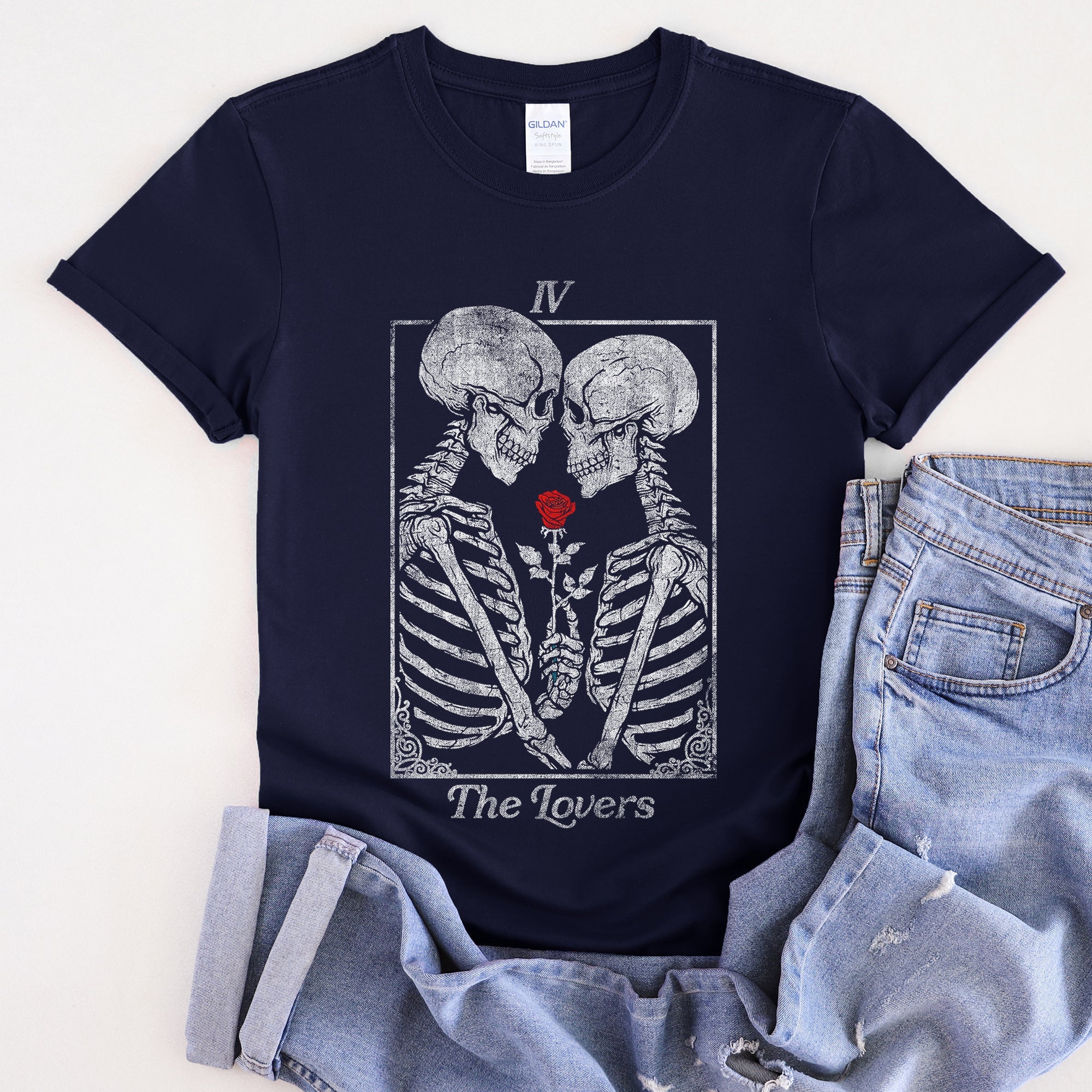 The Lovers Tarot Skeletons Mystical Magic Gothic Romance Edition Collection Graphic Tee