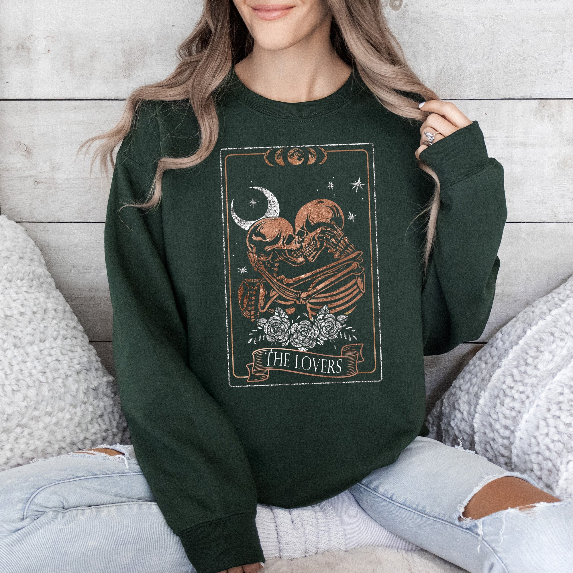 The Lovers Tarot Moon Skeletons Mystical Magic Valentine's Day Limited Edition Sweatshirt