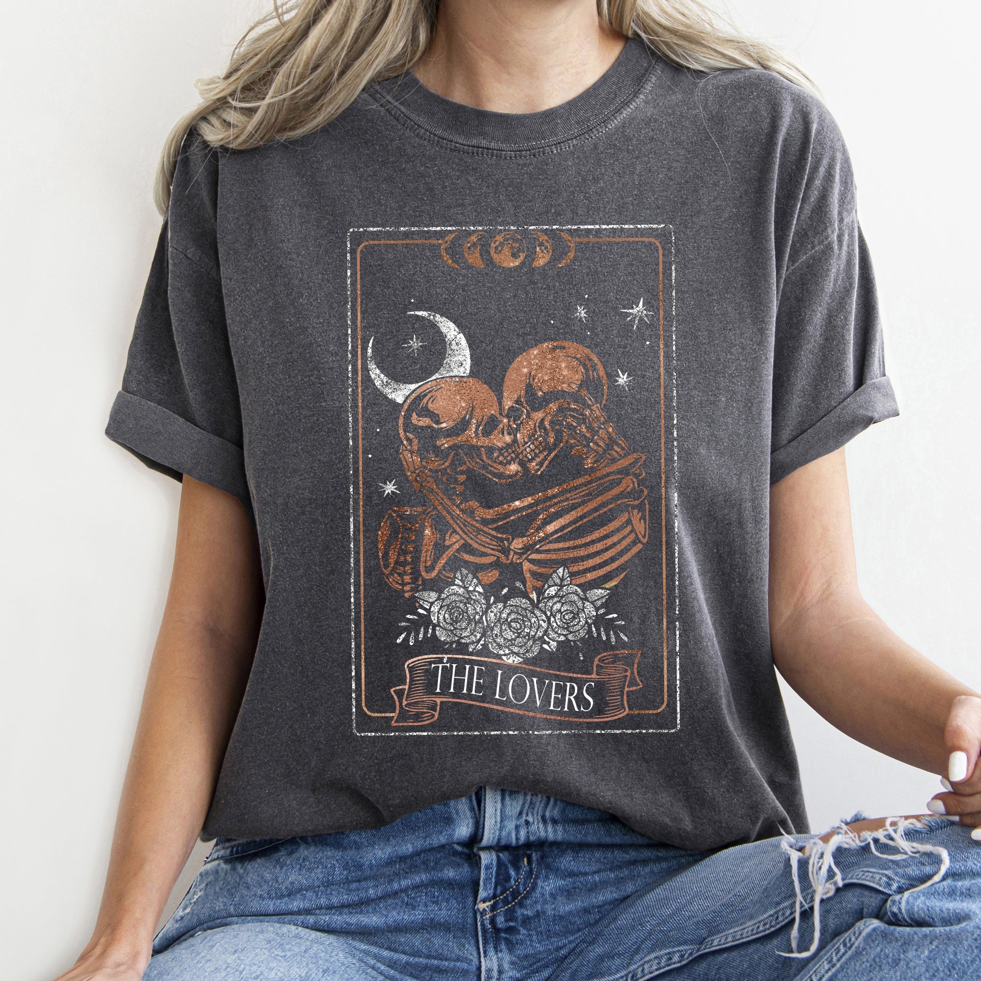 The Lovers Tarot Moon Skeletons Mystical Magic Premium Limited Edition Comfort Colors Tee