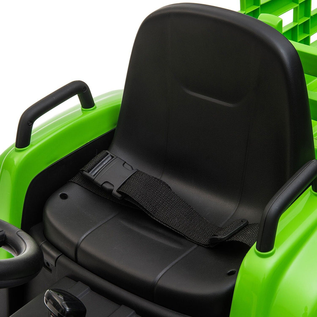 TOBBI 12V Battery-Powered Toy Tractor with Trailer for Kids - Electric Ride-On Vehicle