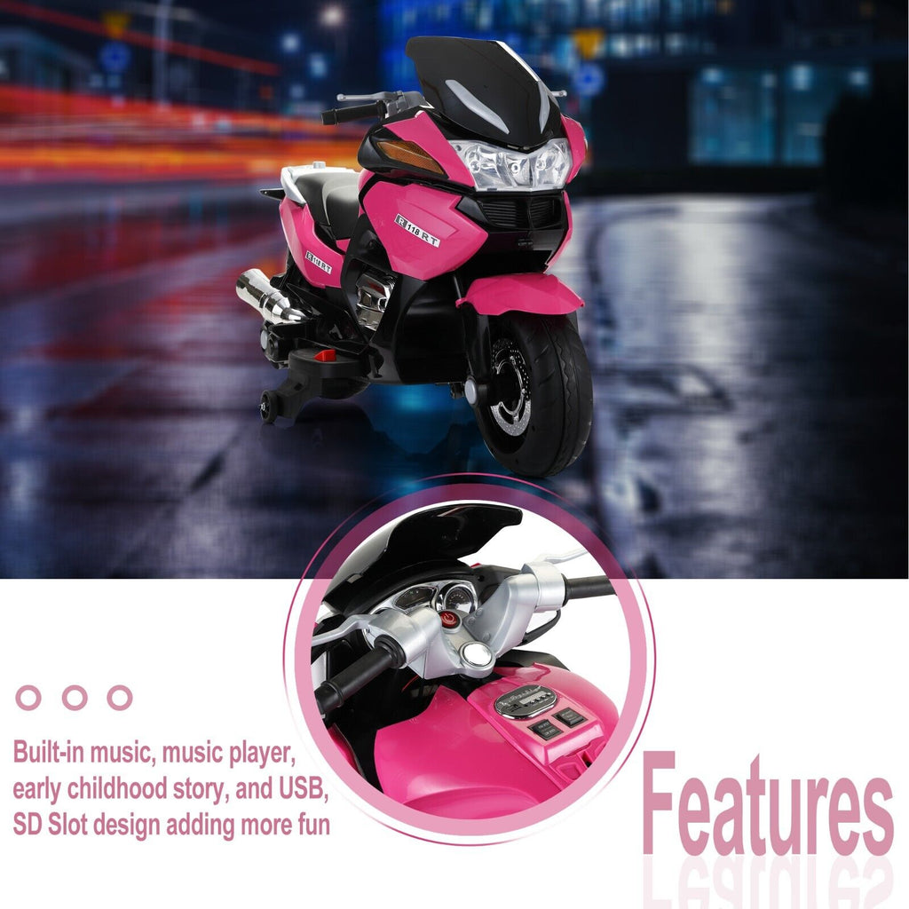 TOBBI 12V Electric Motorcycle Toy for Kids with Training Wheels - Battery Powered Ride-On Fun!