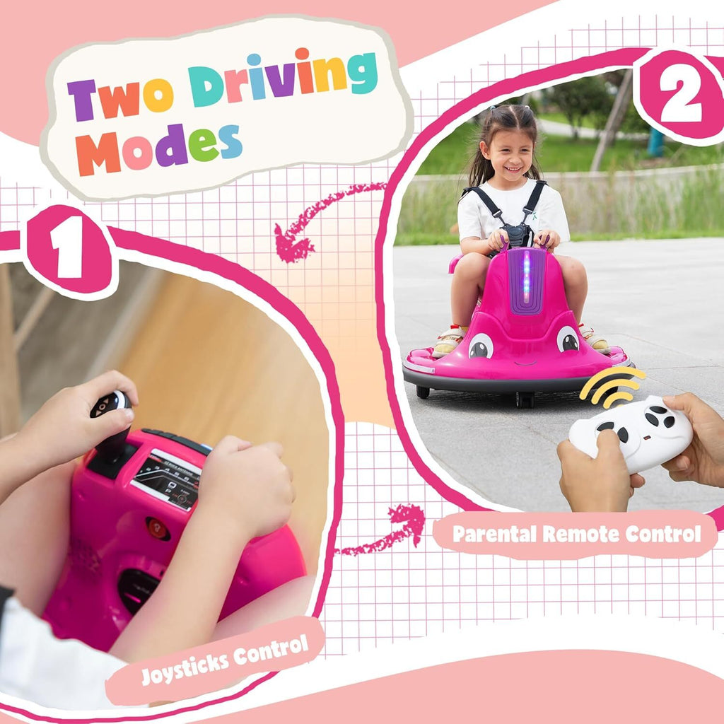 12V Electric Snail-Shaped Ride-On Car for Toddlers and Babies with Bumper Protection