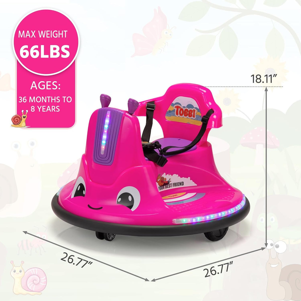 12V Electric Snail-Shaped Ride-On Bumper Car for Toddlers with Remote Control
