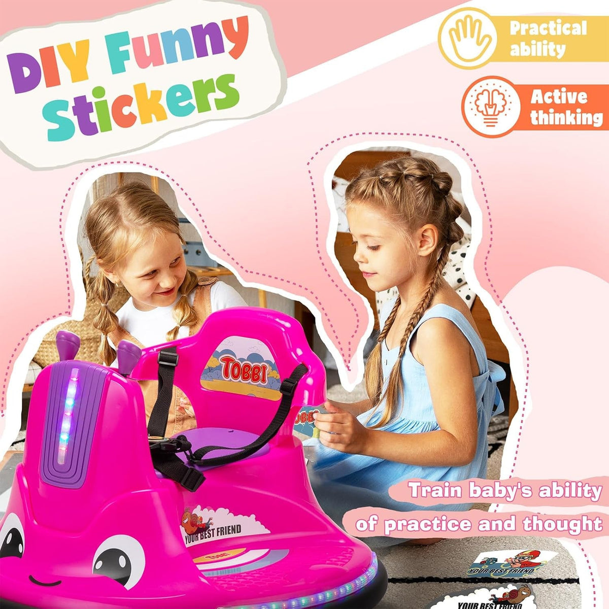12V Electric Snail-Shaped Ride-On Car for Toddlers with Remote Control and Safety Bumper