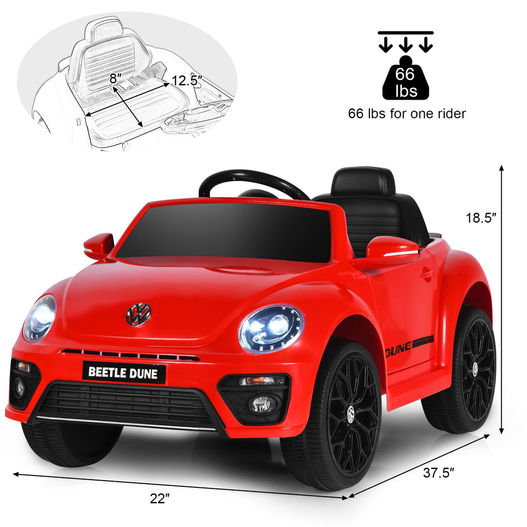 12V Electric Ride-On Volkswagen Beetle Car for Toddlers with Remote Control