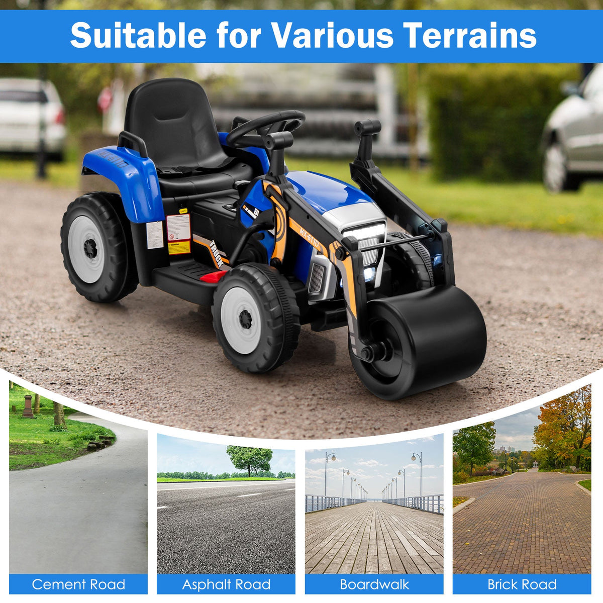 12V Electric Tractor with Remote Control, Music, and LED Lights for Kids