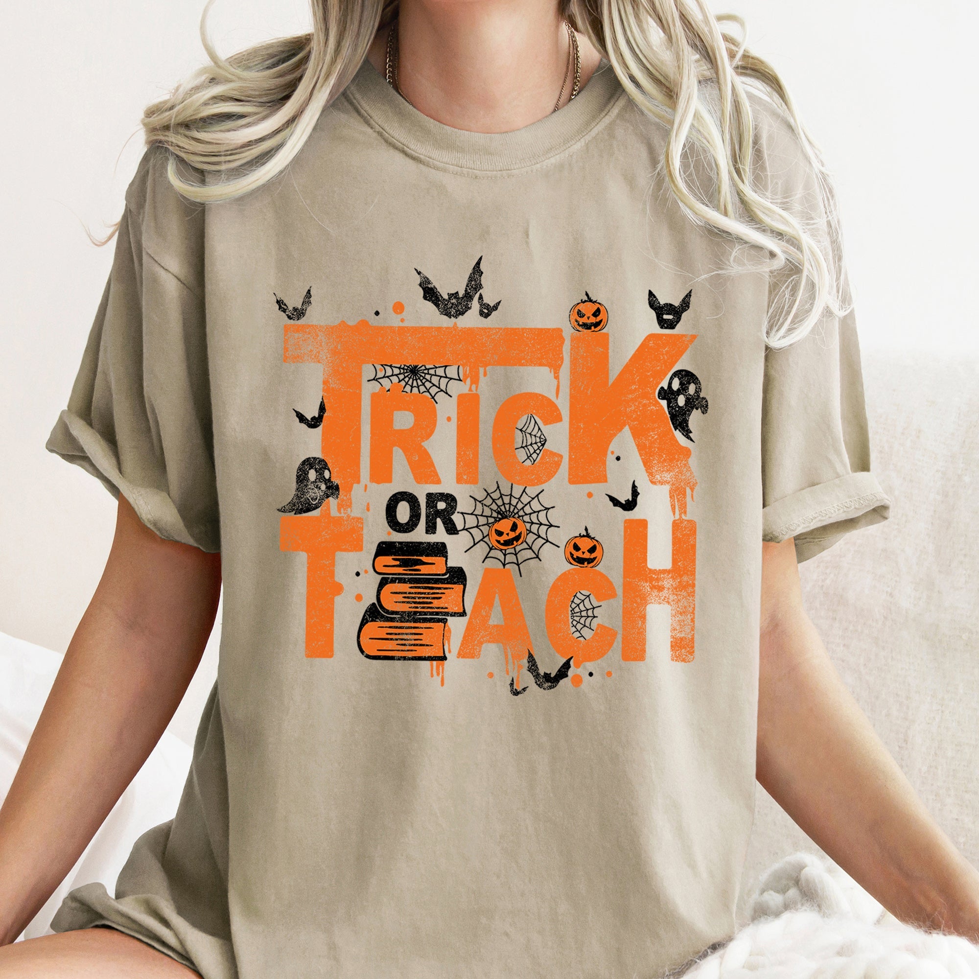 Trick Or Teach Retro Halloween Teacher Limited Edition Classic Classroom Humor Collection Comfort Colors Tee