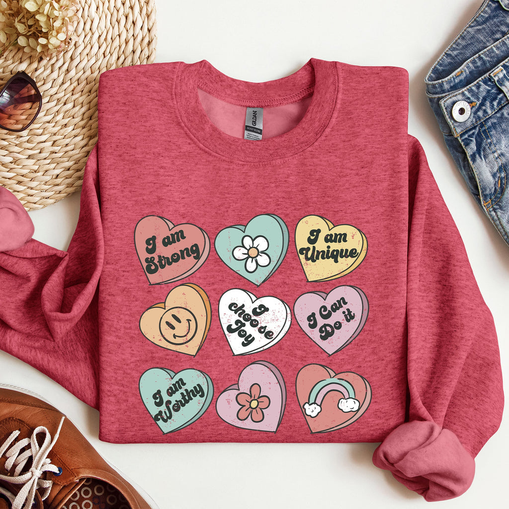 Valentine's Sweet Hearts Candy Love Theme Valentine Day Graphic Print Sweatshirt