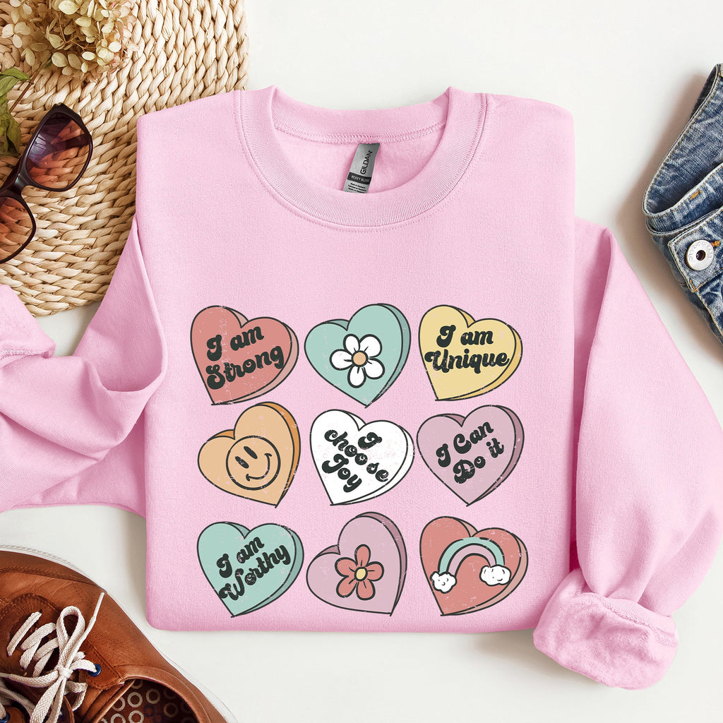 Valentine's Sweet Hearts Candy Love Theme Valentine Day Graphic Print Sweatshirt