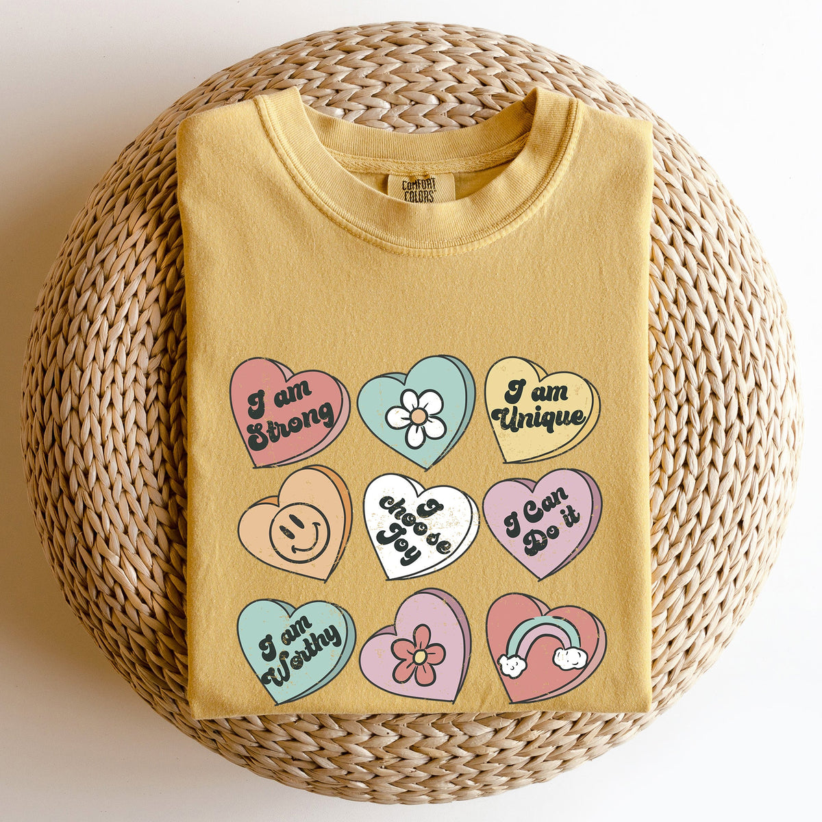 Valentine's Sweet Hearts Candy Vintage Inspired Romantic Graphics Concept Comfort Colors Tee
