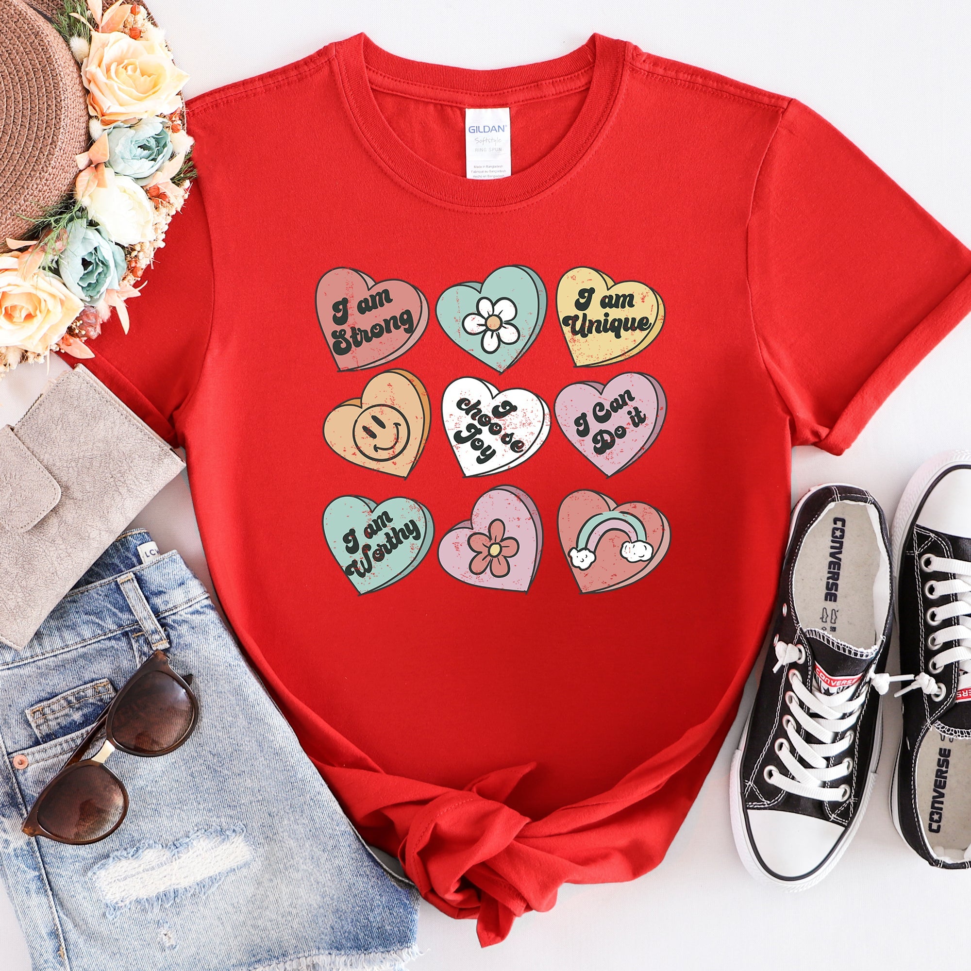 Valentine's Sweet Hearts Candy Heart Edition Premium Soft Lightweight Everyday Graphic Tee