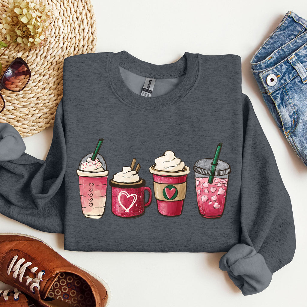 Valentine's Coffee And Drinks Cozy Edition For Coffee Lovers Forever Graphic Sweatshirt